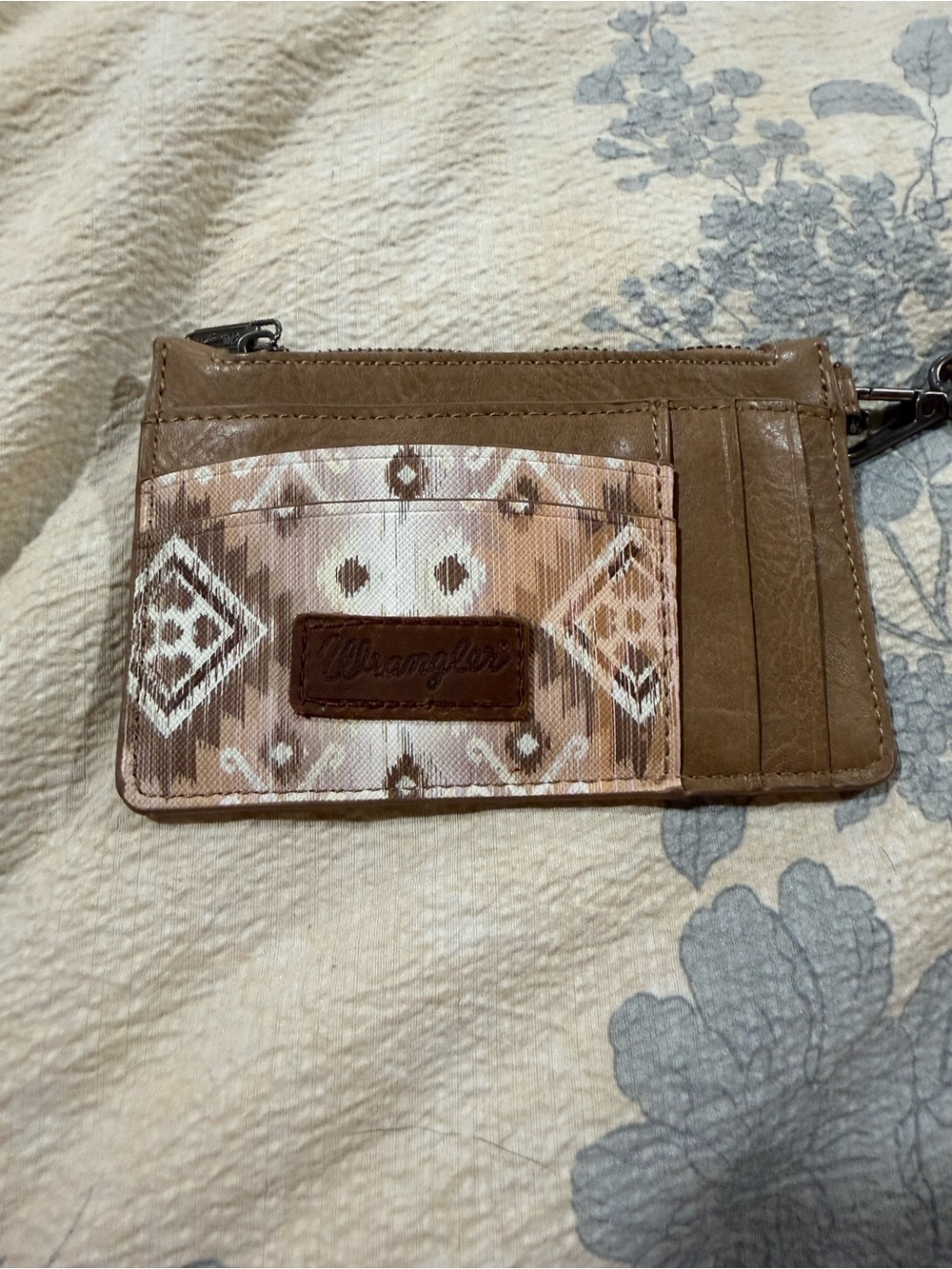 Wrangler Brown and Cream Patterned Card Wallet